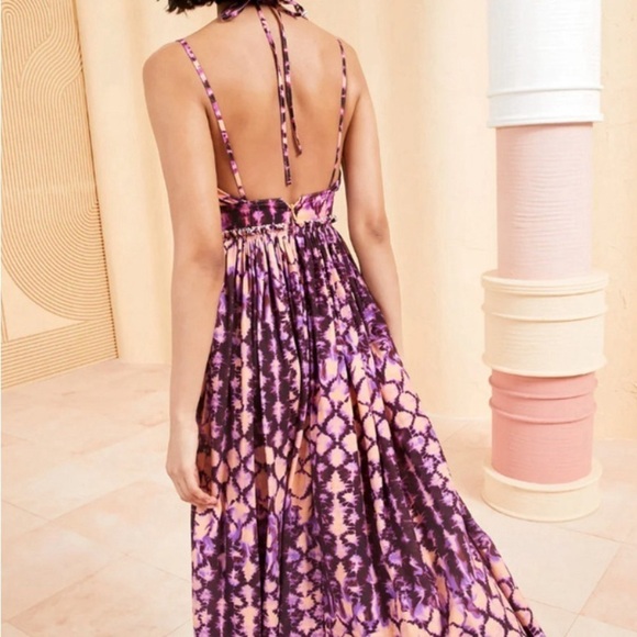 Ulla Johnson Freya Halter Midi Dress Purple Boho Tie-Dye Wisteria Print - Picture 3 of 11
